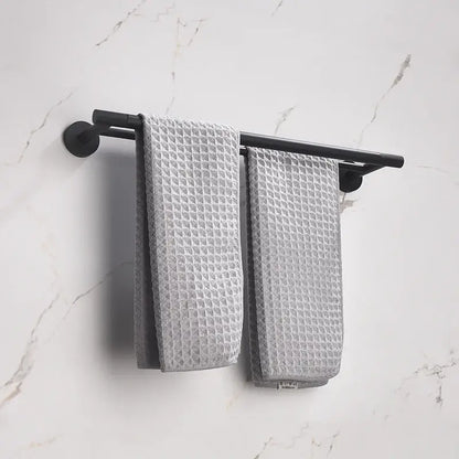 Matte black and frosted glass bathroom hardware set
