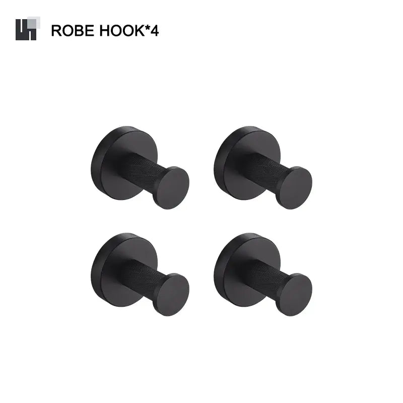 Matte black and frosted glass bathroom hardware set