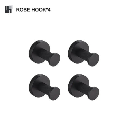 Matte black and frosted glass bathroom hardware set