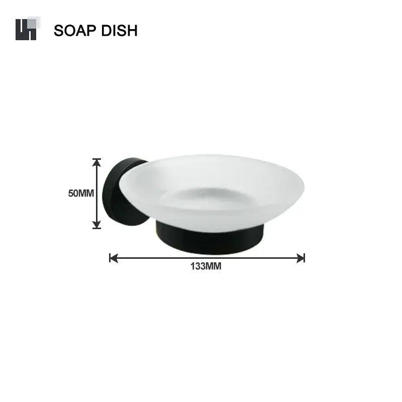 Matte black and frosted glass bathroom hardware set