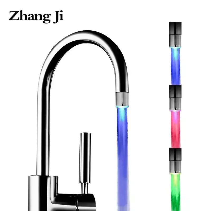 Chrome led faucet aerator bathroom colorful water flow light