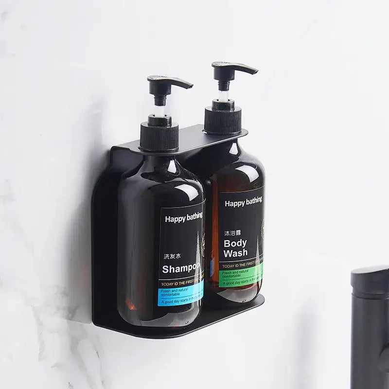 Modern black wall mounted liquid soap dispenser bathroom amber glass