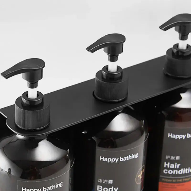 Modern black wall mounted liquid soap dispenser bathroom amber glass