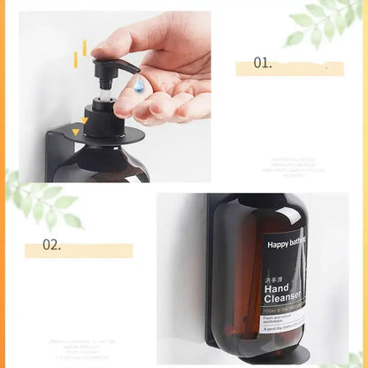 Modern black wall mounted liquid soap dispenser bathroom amber glass