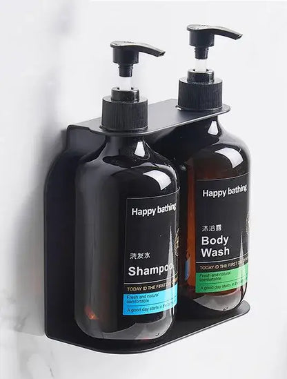 Modern black wall mounted liquid soap dispenser bathroom amber glass