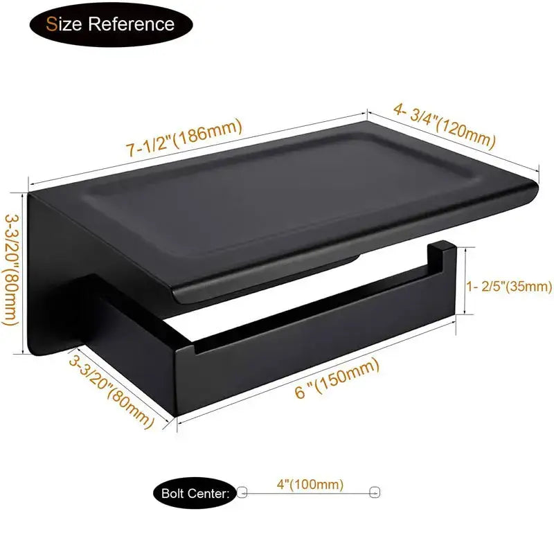 Modern matte black bathroom multi-function holder with shelf