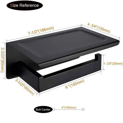 Modern matte black bathroom multi-function holder with shelf