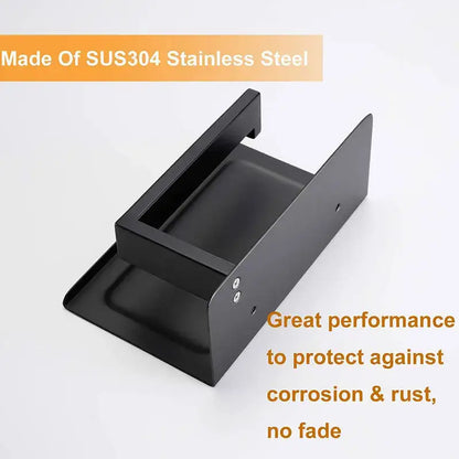 Modern matte black bathroom multi-function holder with shelf