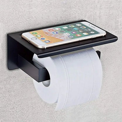 Modern matte black bathroom multi-function holder with shelf