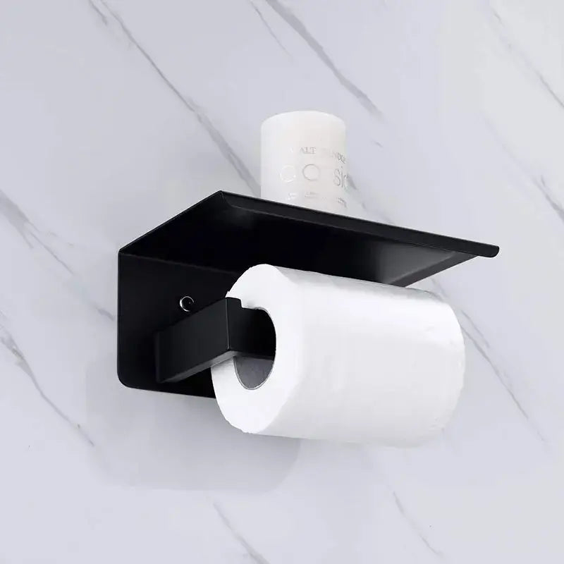 Modern matte black bathroom multi-function holder with shelf