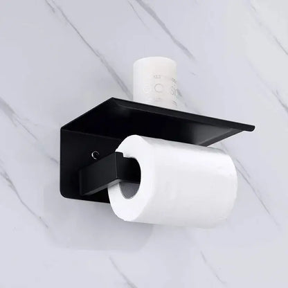 Modern matte black bathroom multi-function holder with shelf