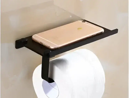 Modern matte black bathroom multi-function holder with shelf
