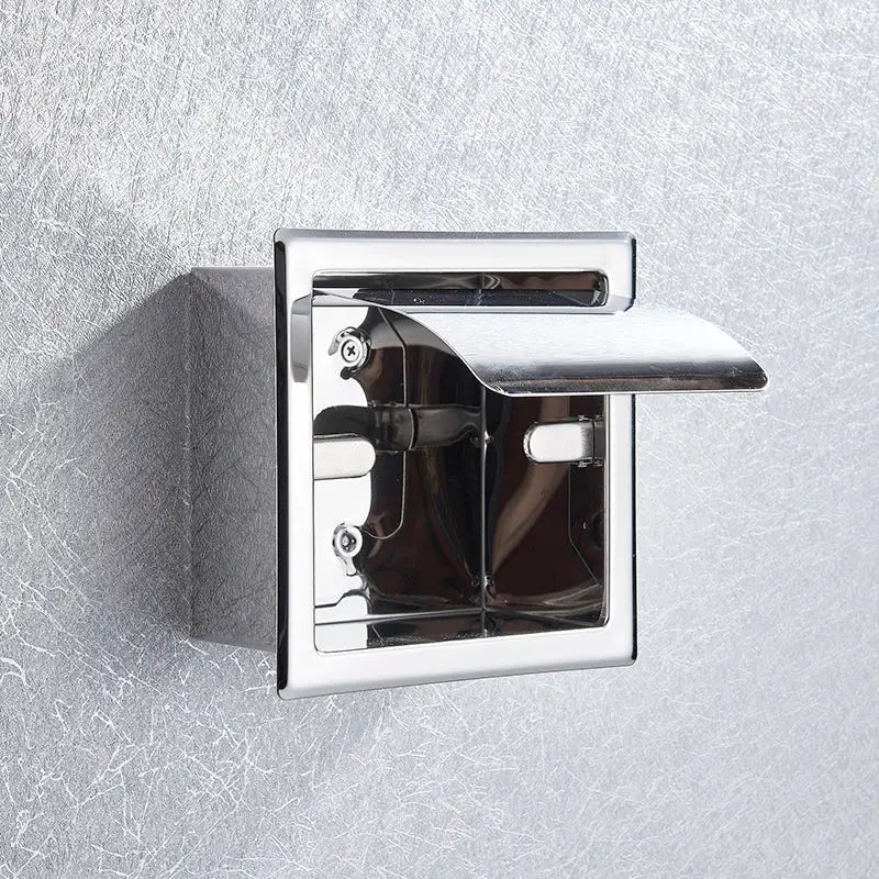 Modern matte black roll paper holder & towel rack bathroom storage