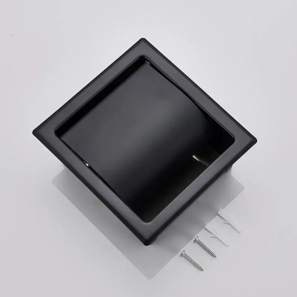 Modern matte black roll paper holder & towel rack bathroom storage
