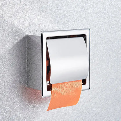 Modern matte black roll paper holder & towel rack bathroom storage