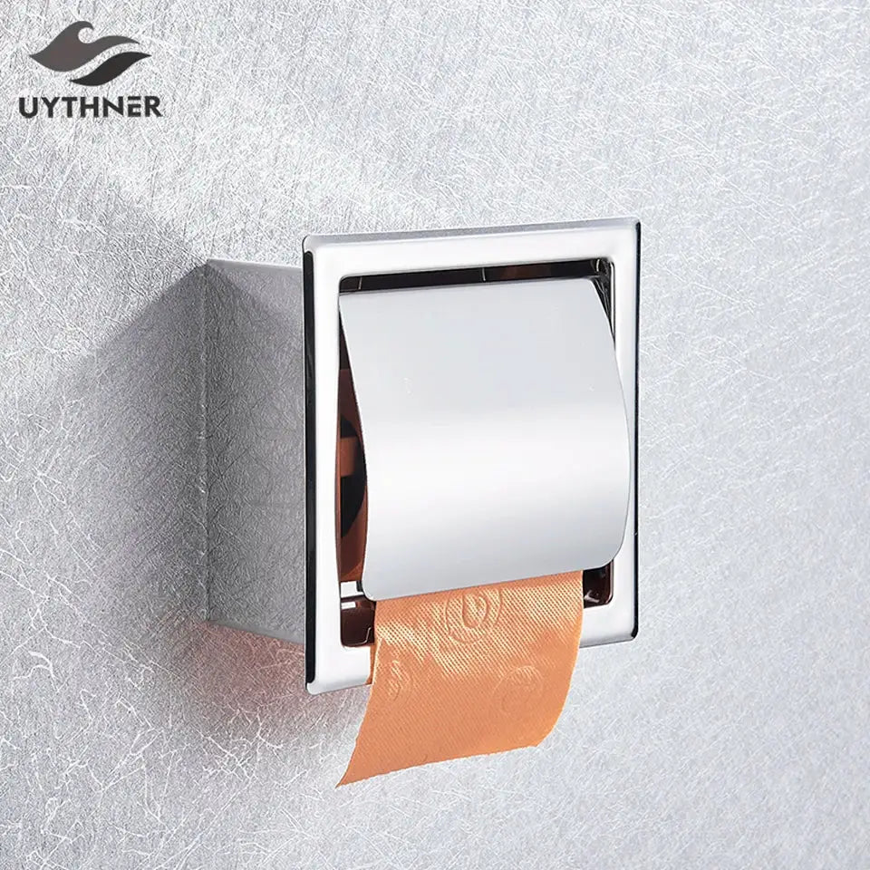 Modern matte black roll paper holder & towel rack bathroom storage
