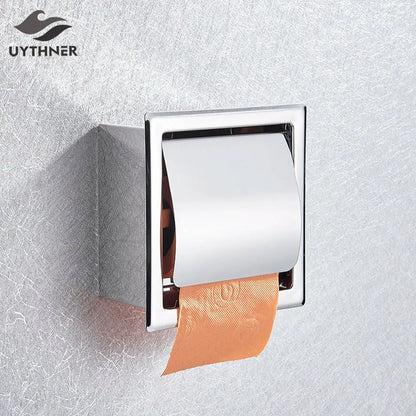 Modern matte black roll paper holder & towel rack bathroom storage