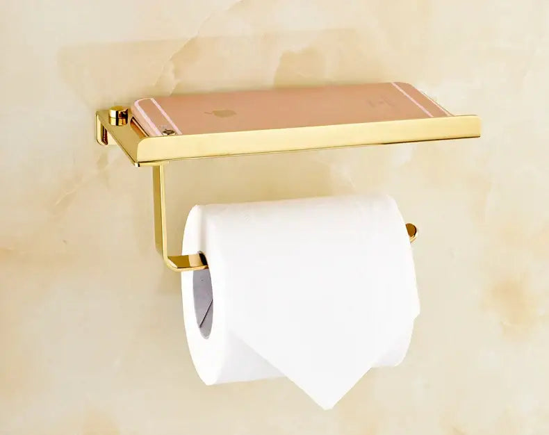 Modern gold paper phone holder shelf silver & gold bathroom rack
