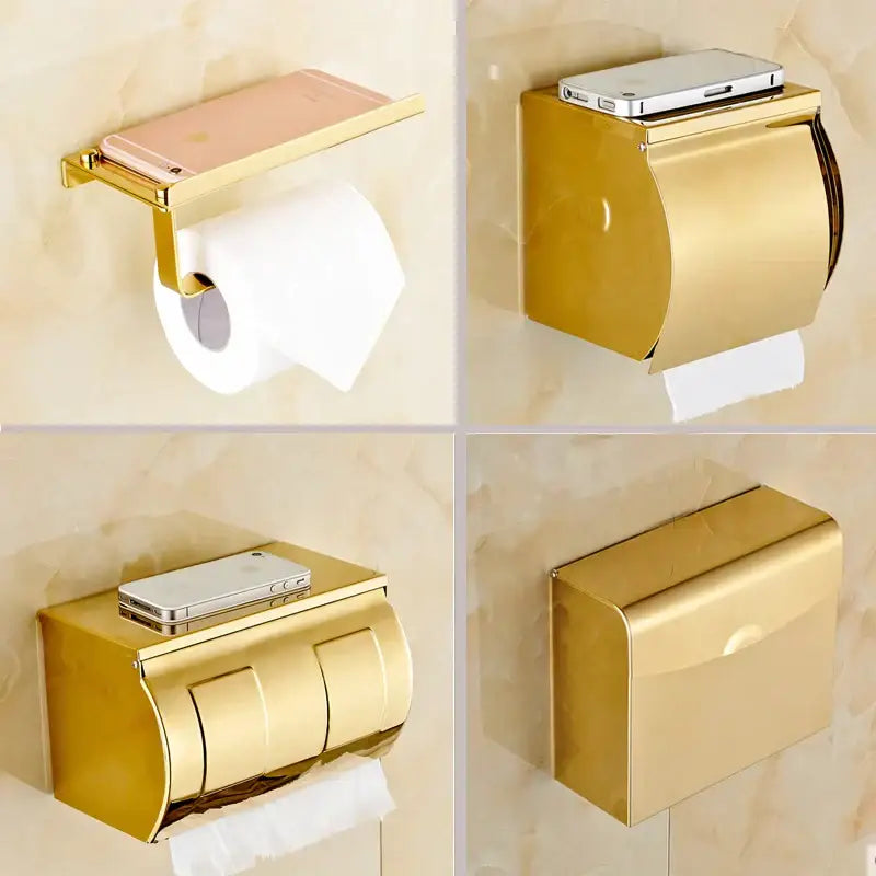 Modern gold paper phone holder shelf silver & gold bathroom rack