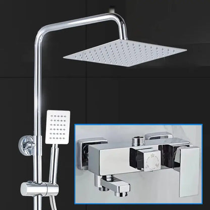 Chrome rainfall shower faucet set with handheld sprayer bathroom
