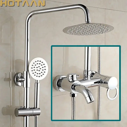 Chrome rainfall shower faucet set with handheld sprayer bathroom
