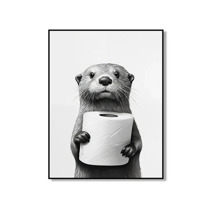 DecorBites™ Bathroom Wall Art: Cute Animal Canvas Posters