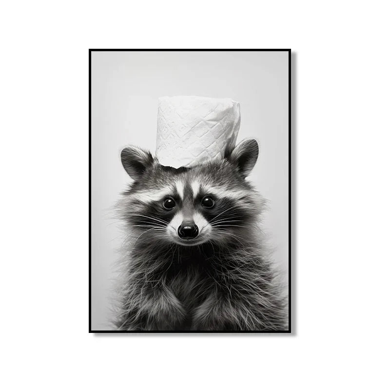 DecorBites™ Bathroom Wall Art: Cute Animal Canvas Posters