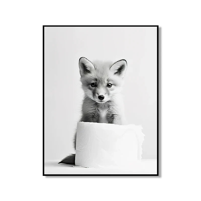 DecorBites™ Bathroom Wall Art: Cute Animal Canvas Posters