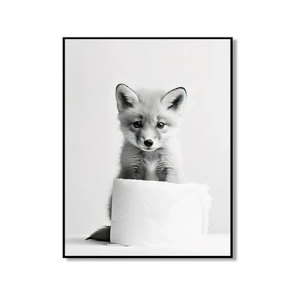 DecorBites™ Bathroom Wall Art: Cute Animal Canvas Posters