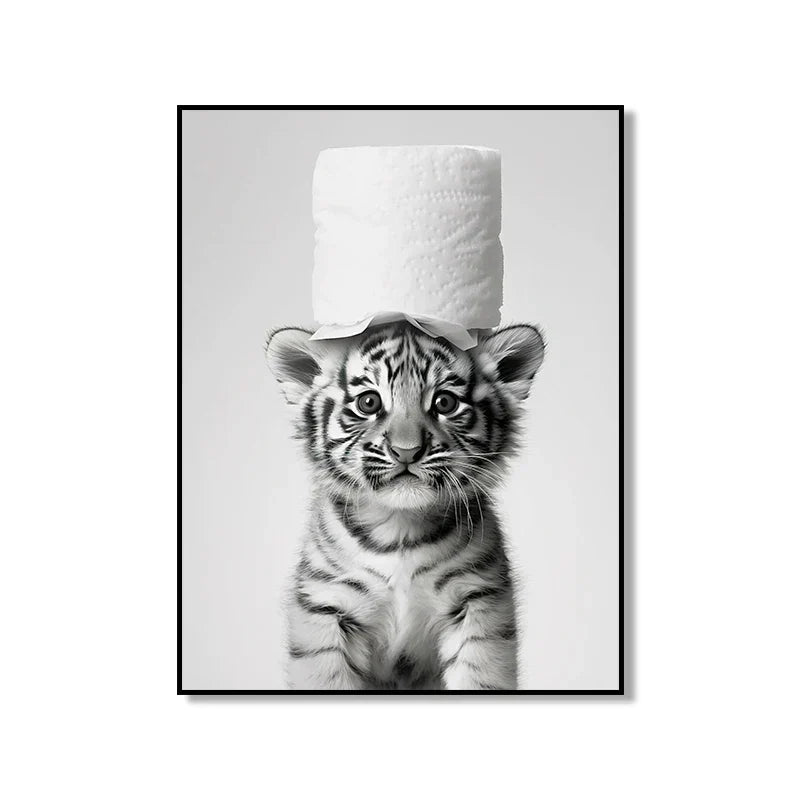 DecorBites™ Bathroom Wall Art: Cute Animal Canvas Posters