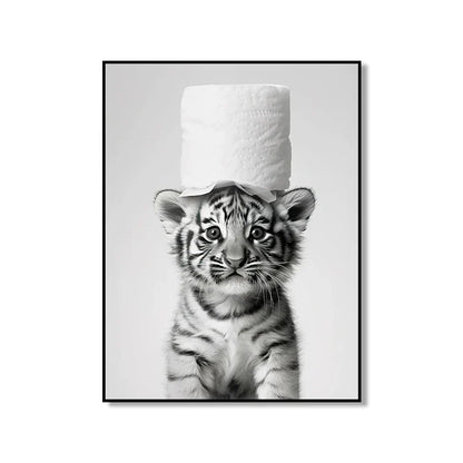 DecorBites™ Bathroom Wall Art: Cute Animal Canvas Posters