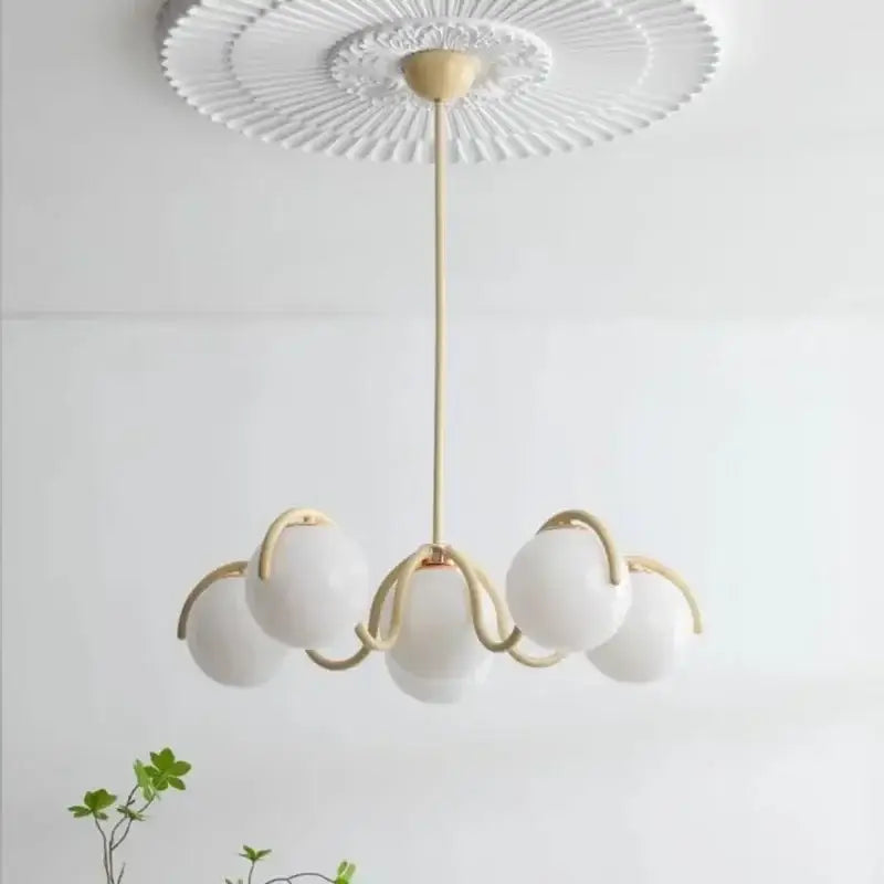 Modern gold & frosted glass pendant light – living room chandelier