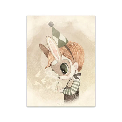 DecorBites™ Beige Rabbit Girl Canvas Print for Kidsató Room