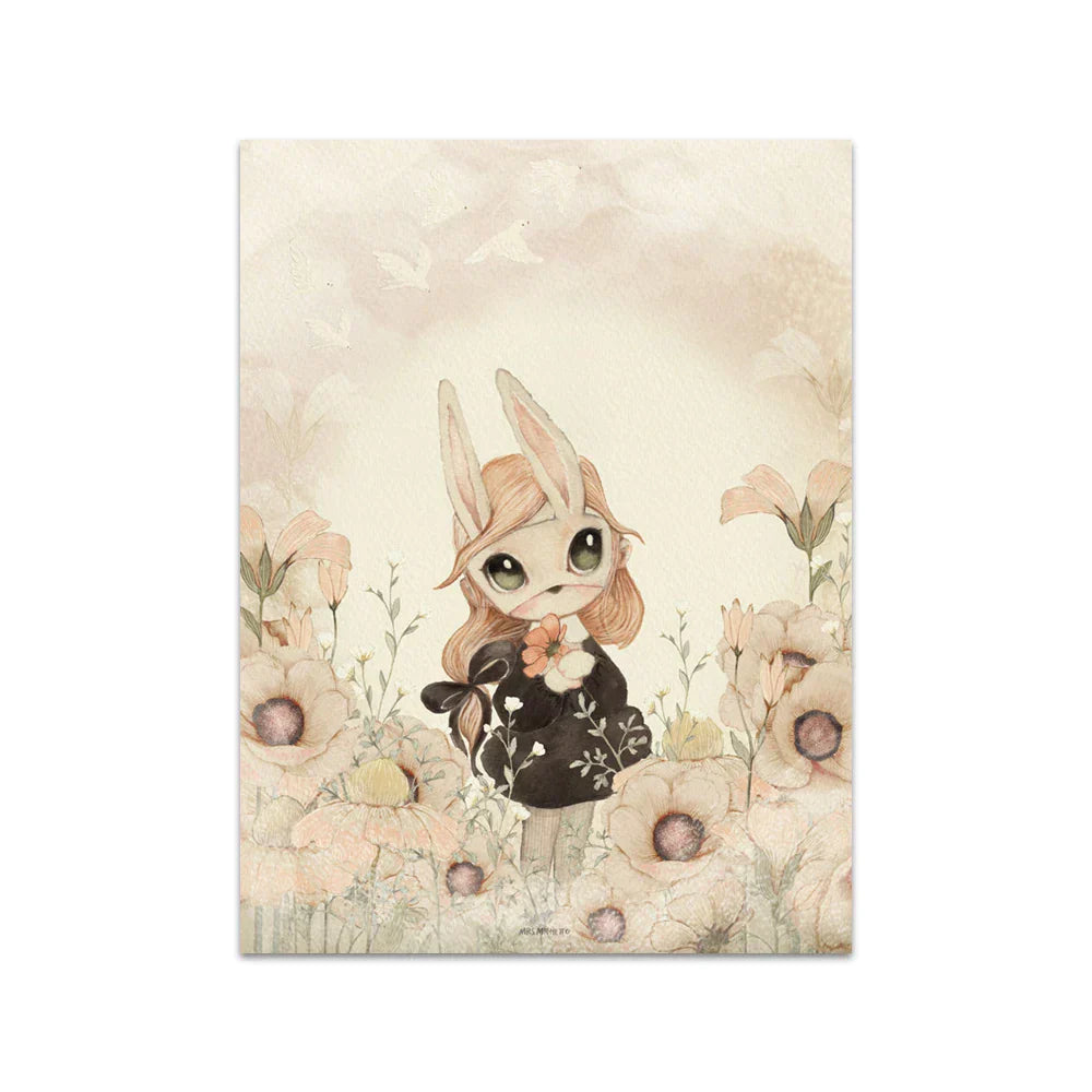 DecorBites™ Beige Rabbit Girl Canvas Print for Kidsató Room