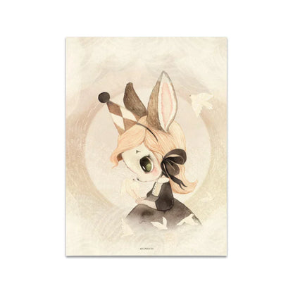 DecorBites™ Beige Rabbit Girl Canvas Print for Kidsató Room