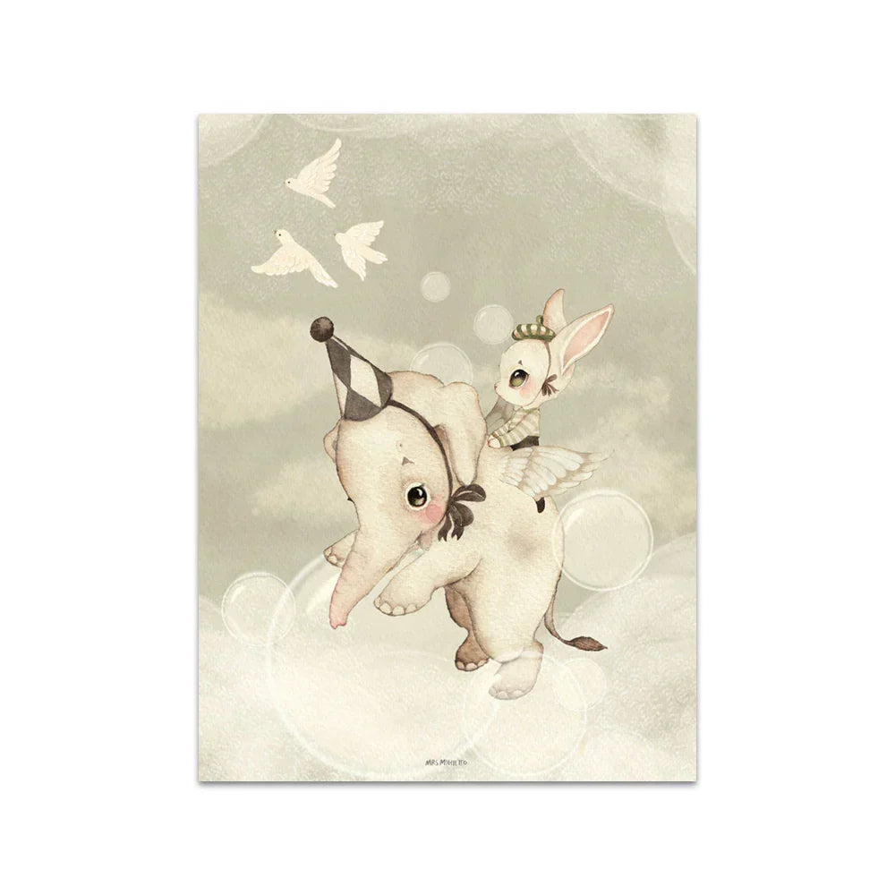 DecorBites™ Beige Rabbit Girl Canvas Print for Kidsató Room