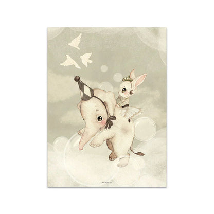 DecorBites™ Beige Rabbit Girl Canvas Print for Kidsató Room