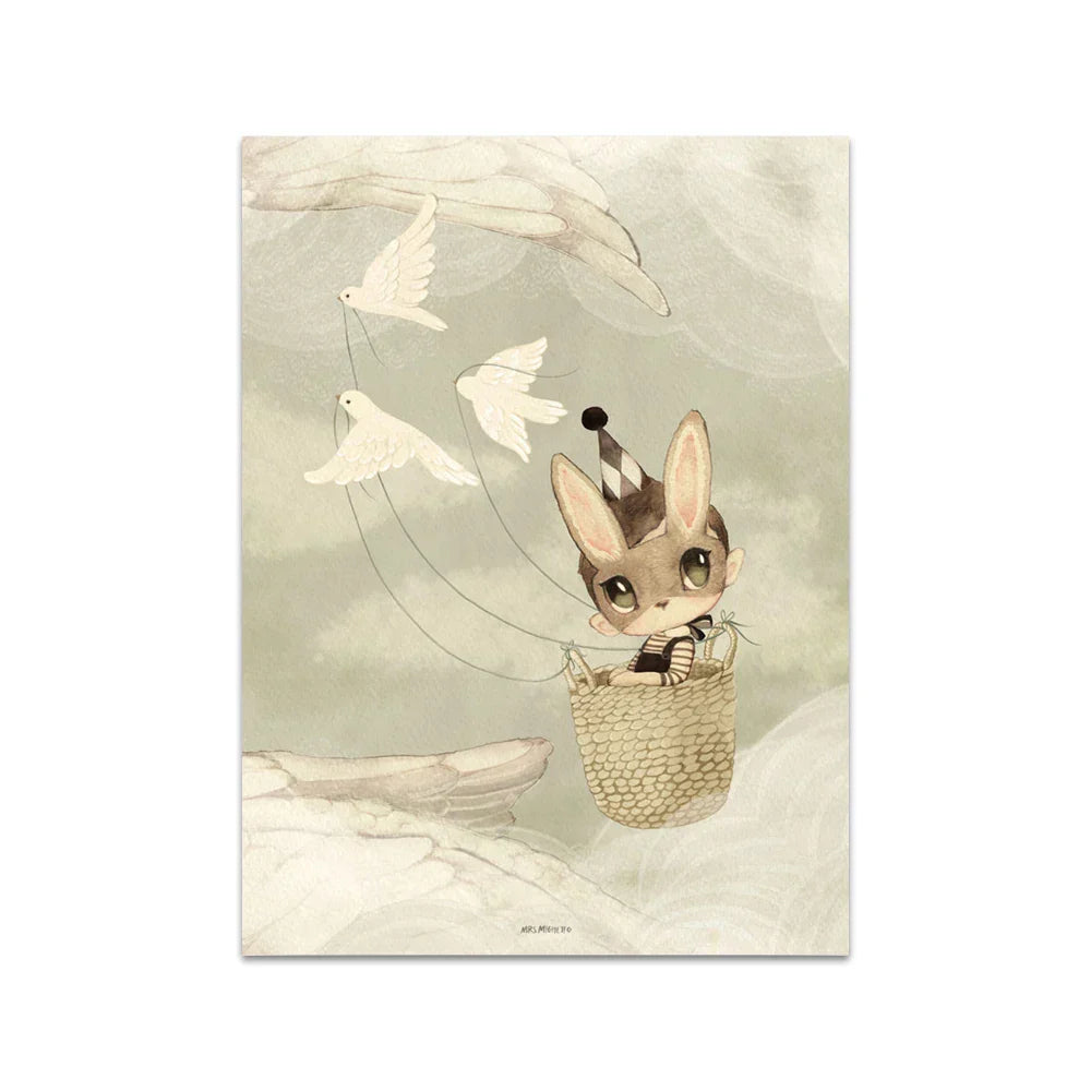 DecorBites™ Beige Rabbit Girl Canvas Print for Kidsató Room