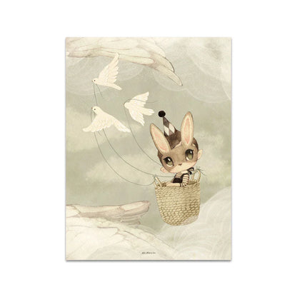 DecorBites™ Beige Rabbit Girl Canvas Print for Kidsató Room