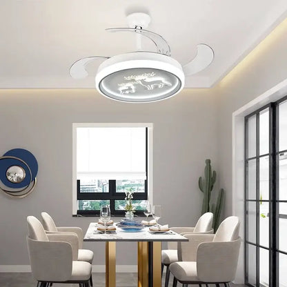 bird nest white deer ceiling fan with light bedroom
