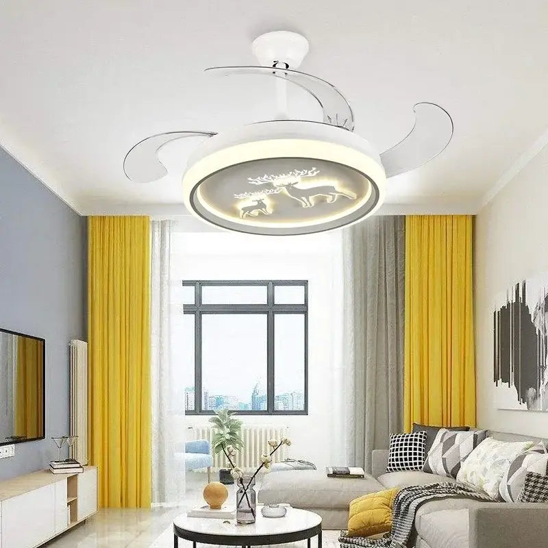 bird nest white deer ceiling fan with light bedroom