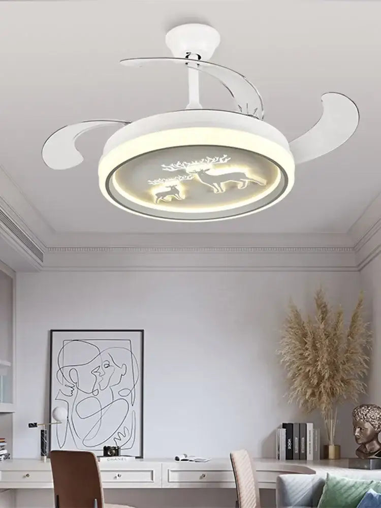 bird nest white deer ceiling fan with light bedroom