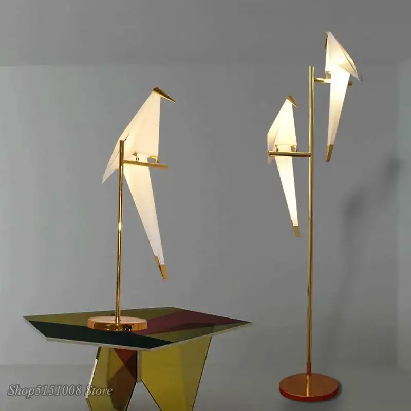 bird origami floor lamp gold living room standing light
