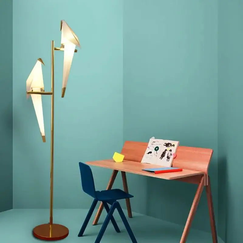 bird origami floor lamp gold living room standing light