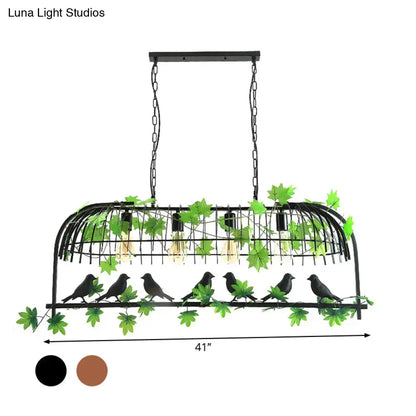 Industrial gold birdcage island light dining room ivy pendant
