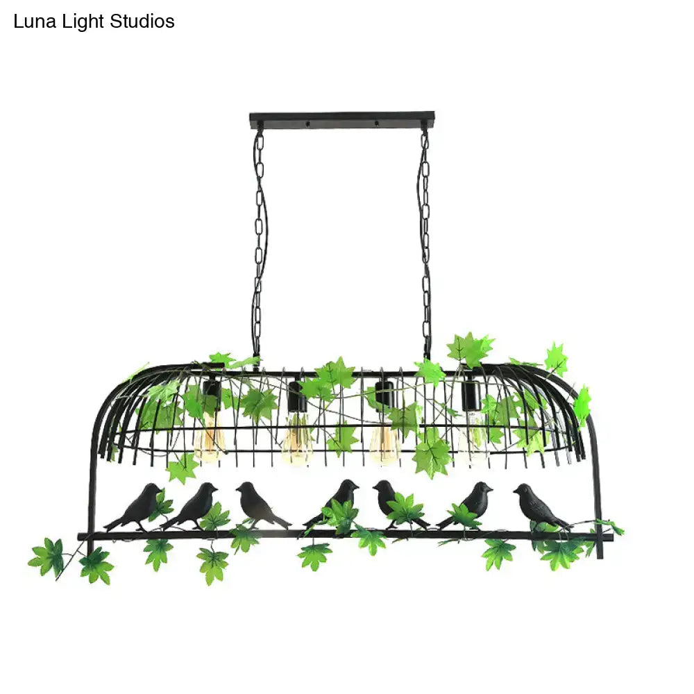 Industrial gold birdcage island light dining room ivy pendant