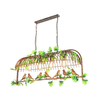 Industrial gold birdcage island light dining room ivy pendant