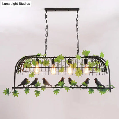 Industrial gold birdcage island light dining room ivy pendant