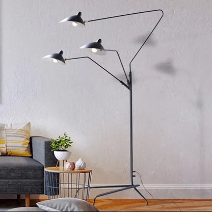 black aluminum 3 arm floor lamp for living room
