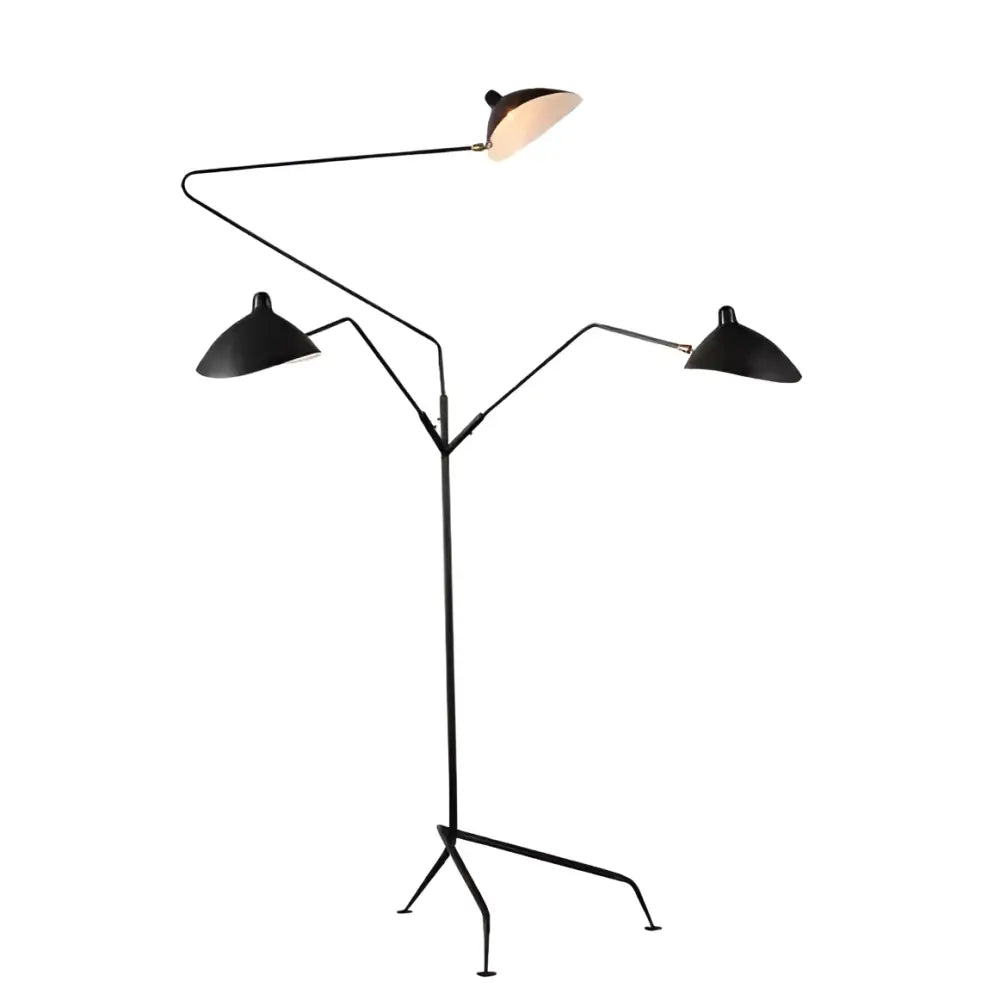black aluminum 3 arm floor lamp for living room